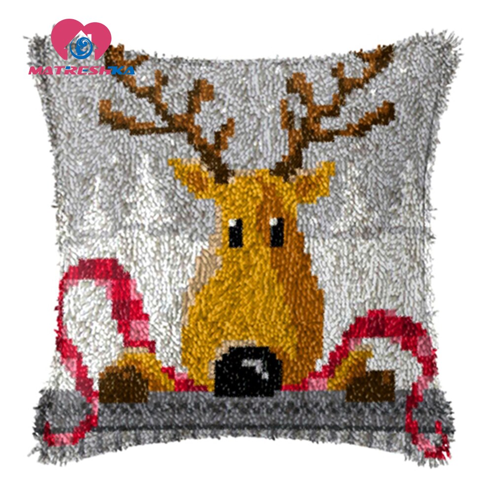 Navidad Gfit bordado almohada pestillo gancho alfombra kits diy alfombras punto de cruz almohada hágalo usted mismo decoración de casa