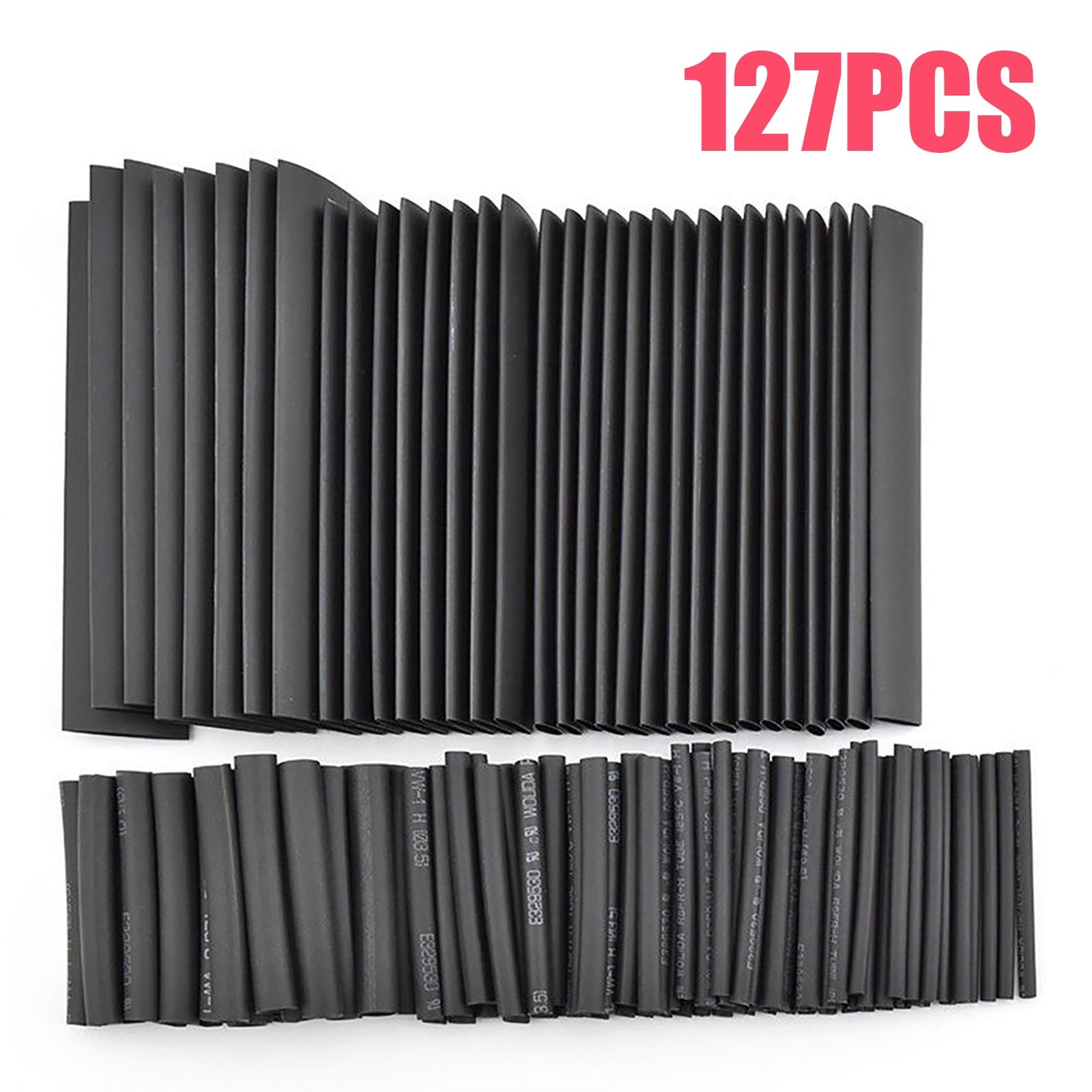127Pcs Black Weatherproof Heat Shrink Sleeving Tubing Tube Assortment Kit Electrical Connection Electrical Wire Wrap Cable