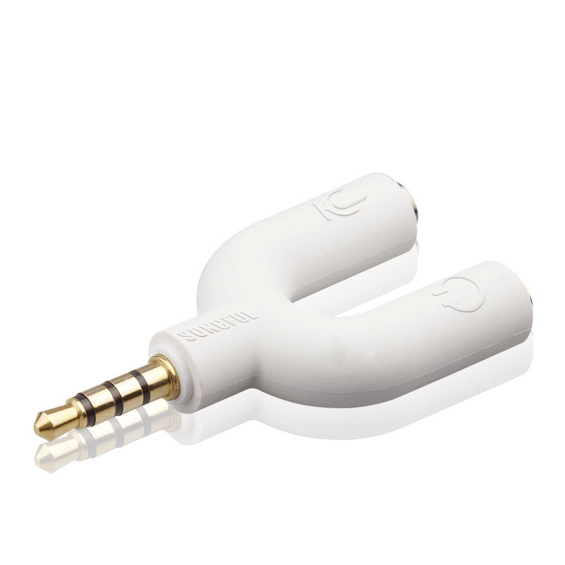 3,5 mm męski konwerter audio Aux Adapter rozdzielacza słuchawek 1 na 2 Adapter audio 3 4-biegunowy do słuchawek Mikrofon Głośnik audio: Brązowy