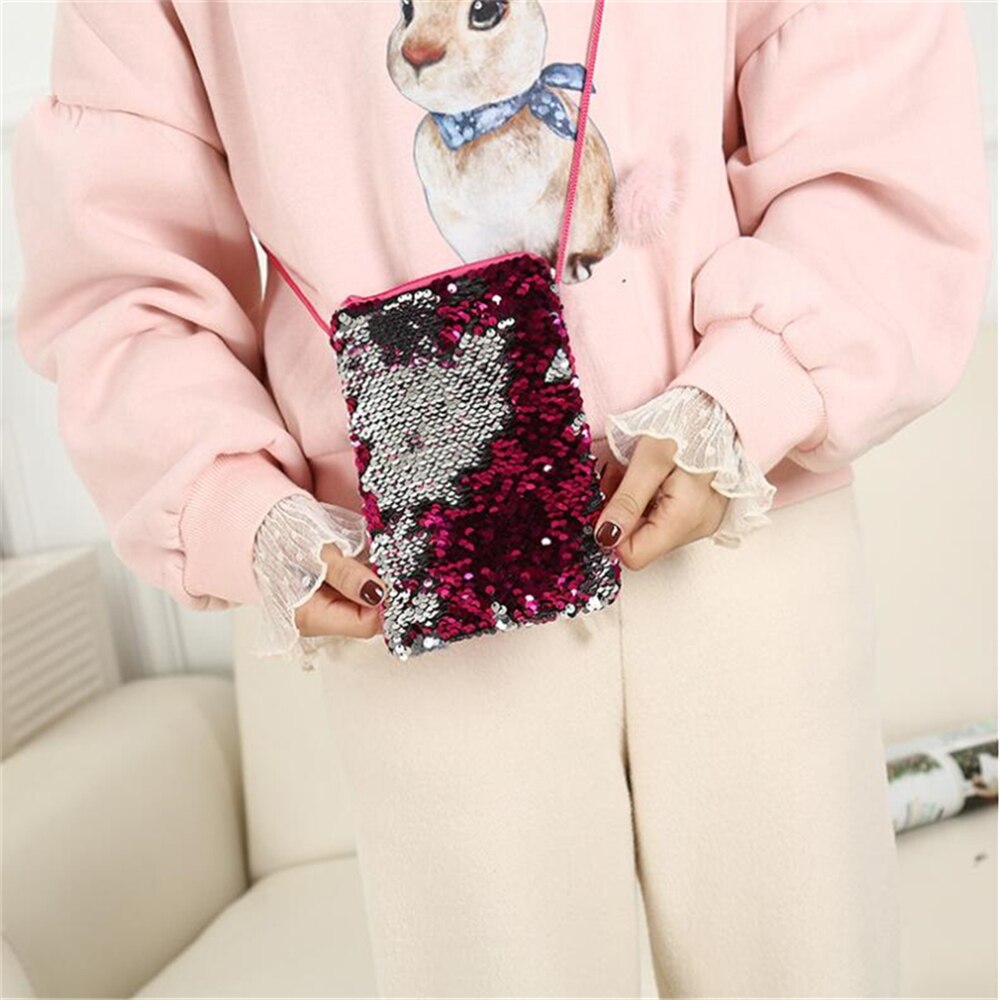 Kinderen Mermaid Pailletten Portemonnees One-schouder Crossbody Portemonnee Meisjes Lanyard Sequin Kleine Vierkante Tas Handtassen