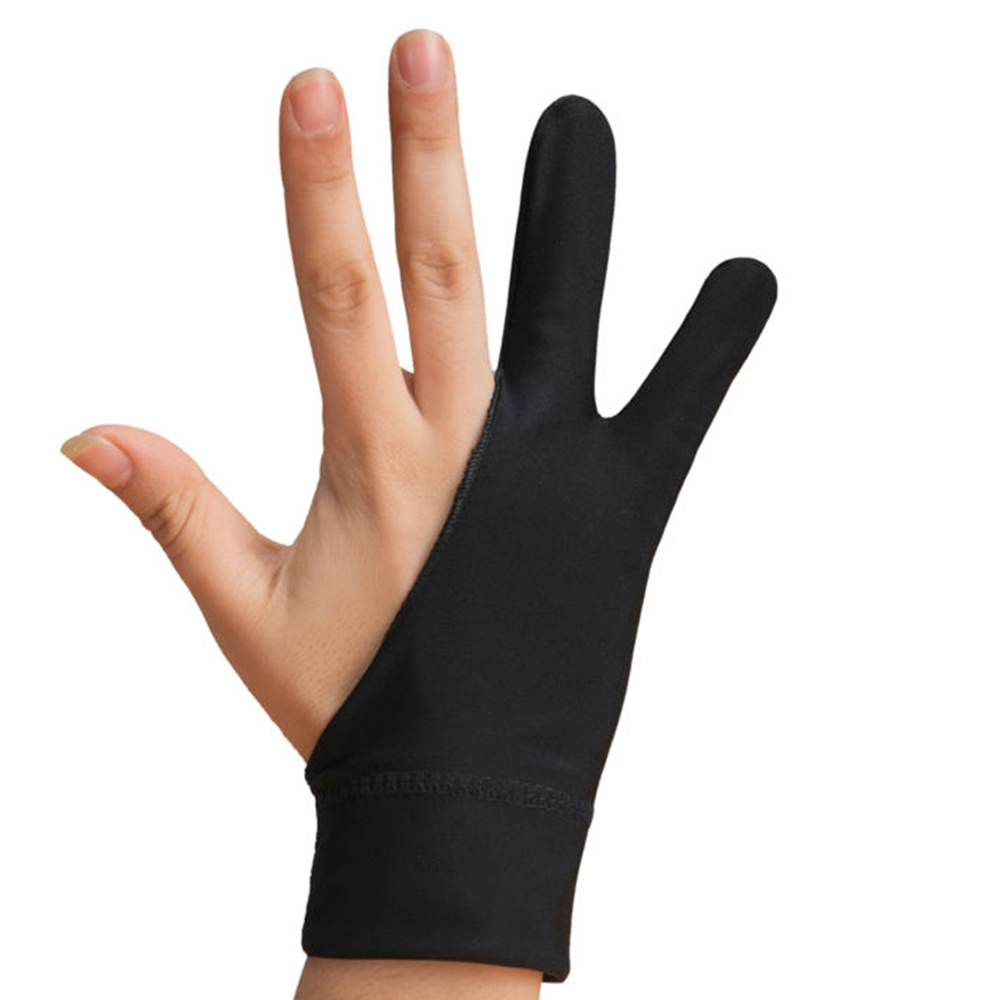 Leuke handschoen met twee vingers voor iPad/grafische tekentablet HUION / WACOM/XP-PEN, zweetbestendige handschoen voor het schetsen van schilderkunststudenten: Goud