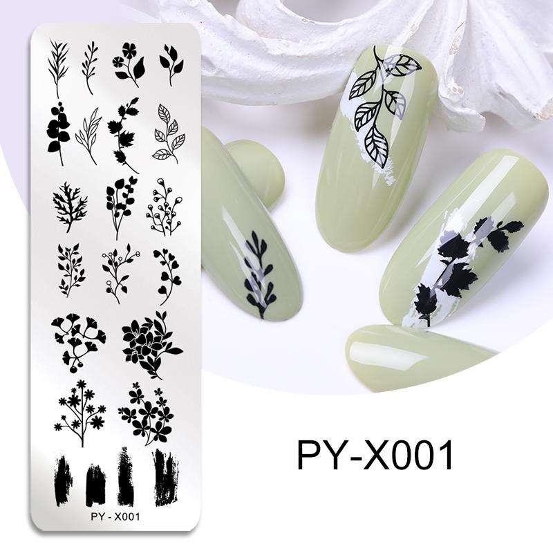 PICT YOU-plantillas para estampado de uñas, plantilla para estampado de uñas con formas geométricas, imagen DIY de hojas de animales para pulir uñas