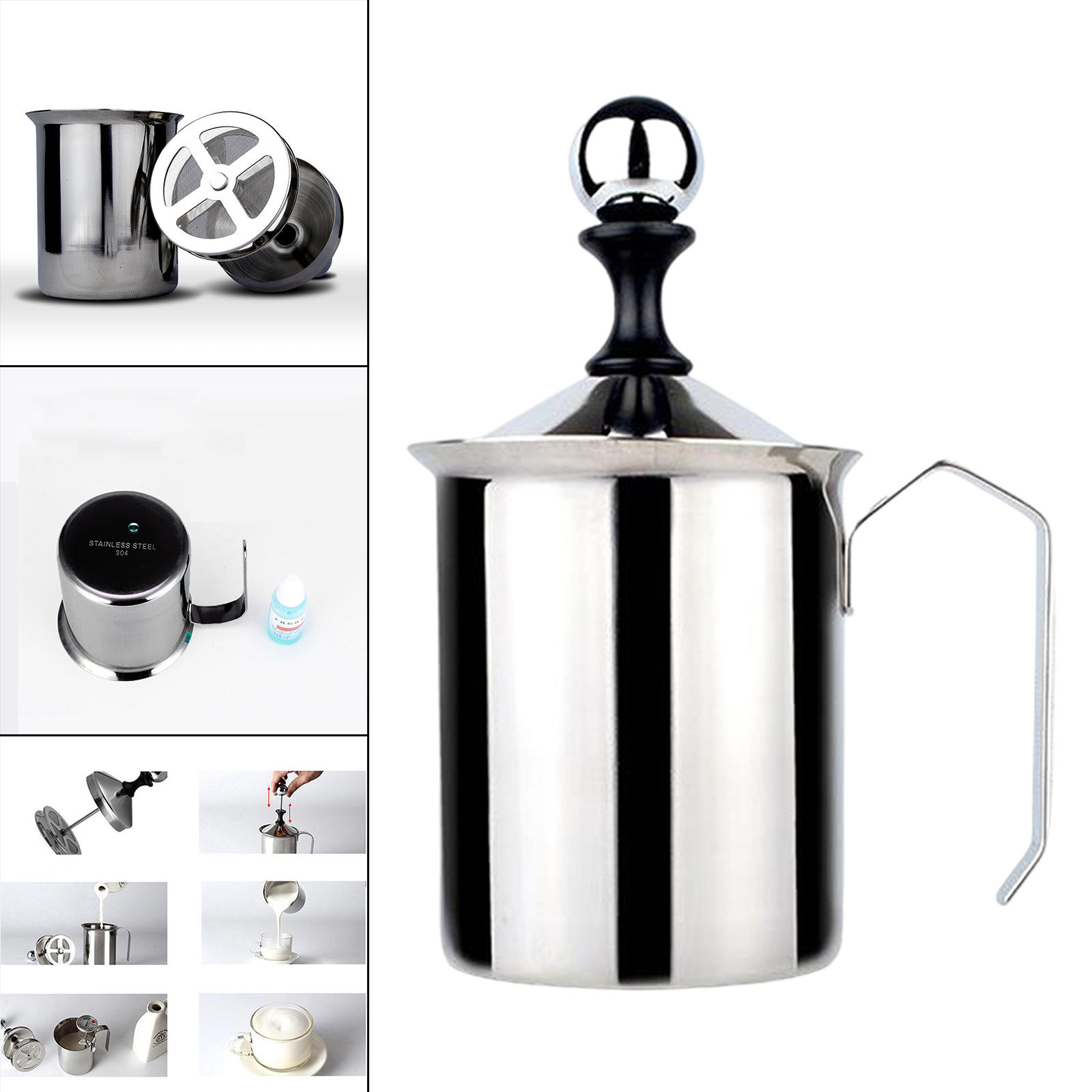500ml Manual Milk Frother Hand Pump Milk Foamer for Coffee Cappuccino Latte Chocolate