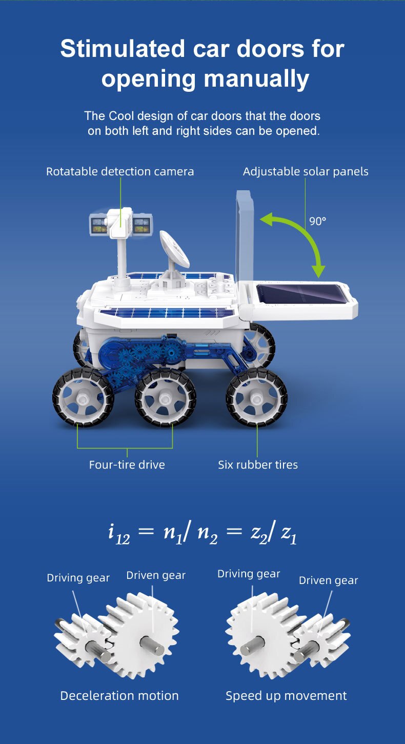 Solar Power Elektrische Auto Gaget Toyselectral Wetenschap Speelgoed Stem Gemonteerd Kit Educatief Mars Planet Rover Astronomie Jongens