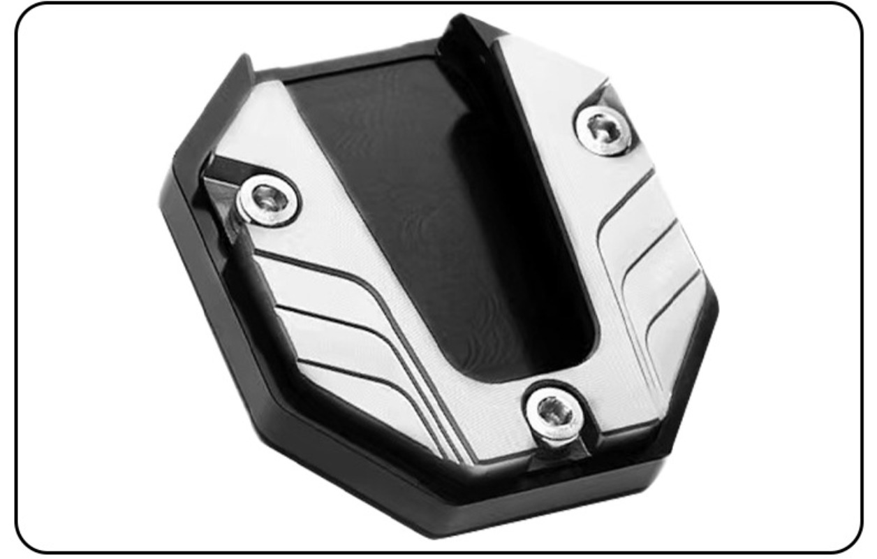 Universale scooter Moto Bici Cavalletto Prolunga Piede Cavalletto Laterale Estensione pad Piastra di Supporto base Ingrandita Antiscivolo: Argento