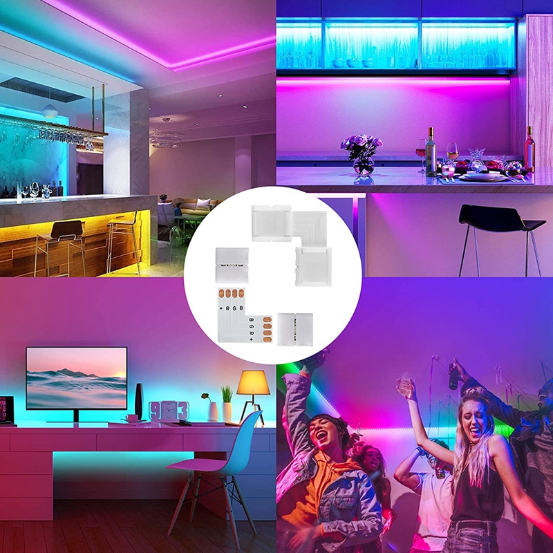 L Vorm 4-Pin Led Connectors 10Pack 10Mm Breed Rechts Solderless Connector Voor 3528/5050 Smd Rgb Led licht Strips