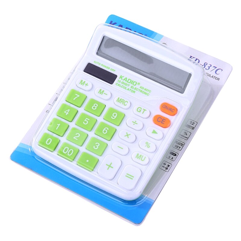 12-Digit Cute Battery Powered Calculator Desktop Financial Accounting Tool Large Display Office School Calculators T84D