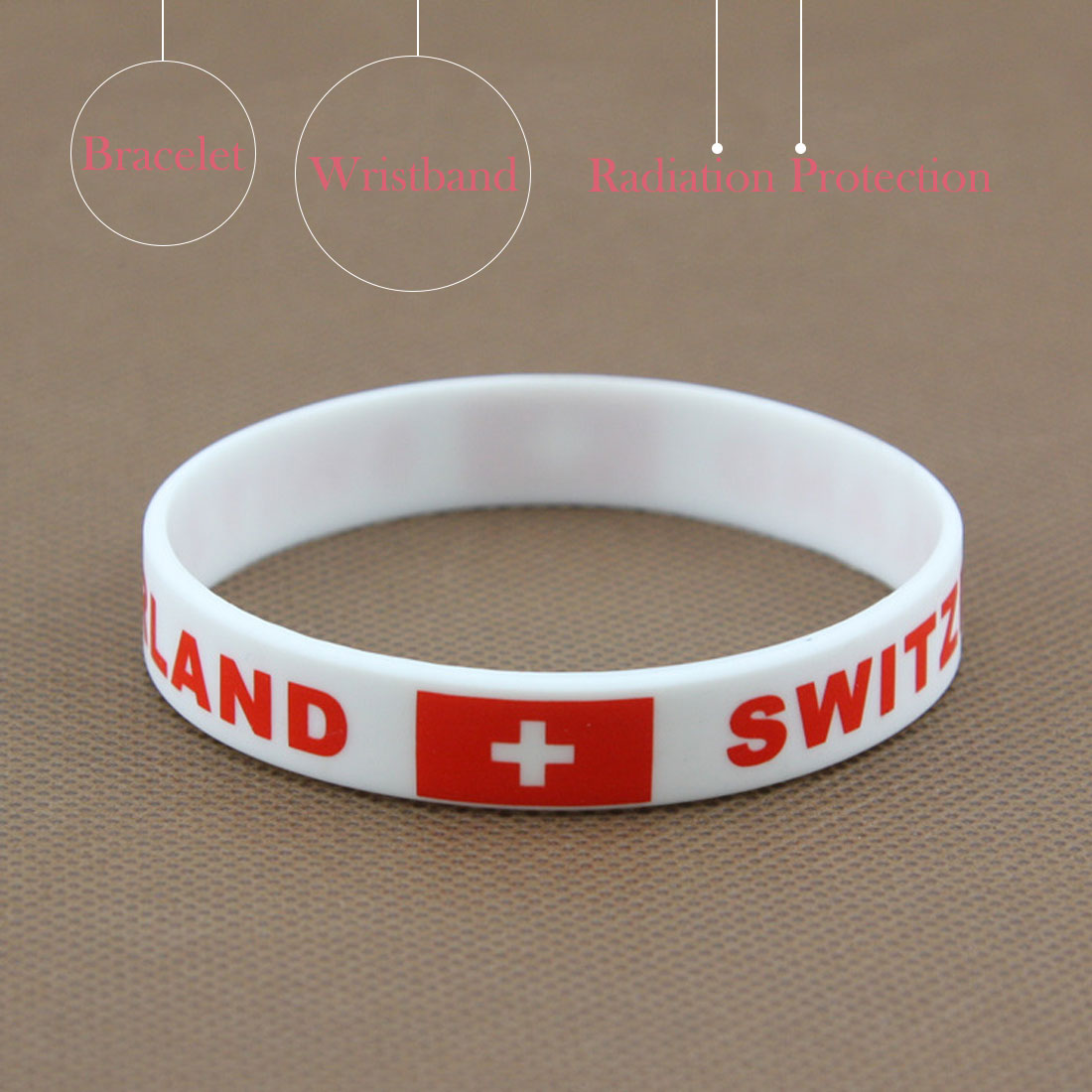 Brand 1pcs Football Fans Bracelet Soccer fan Accessories Football Silicone Bracelet Cheerleading supplies: Switzerland