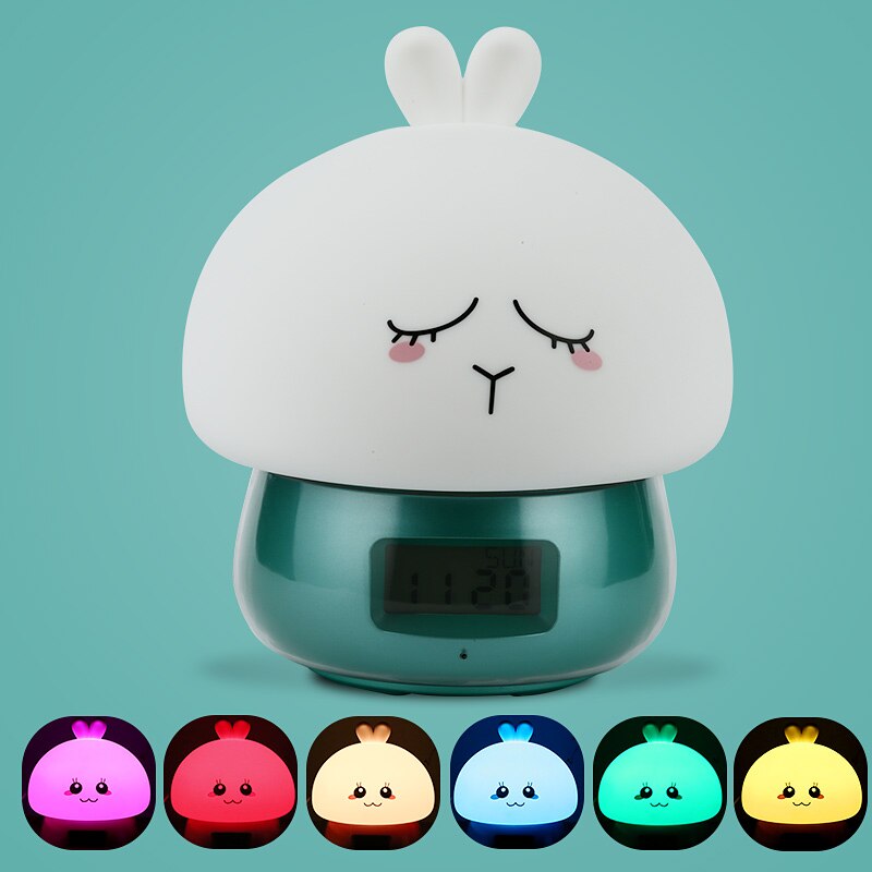 Kanin väckarklocka inspelare touch lampa fjärrkontroll rgb led nattlampa usb silikon kanin lampa för barn barn baby