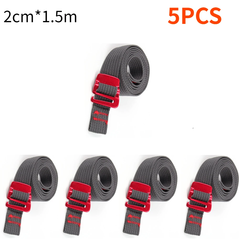 1.5m Outdoor Travel Backpack Nylon Tape Rope with Quick Release Hook Hiking Climbing Tension Belts Buckle Tie-Down Belt Straps: Yellow