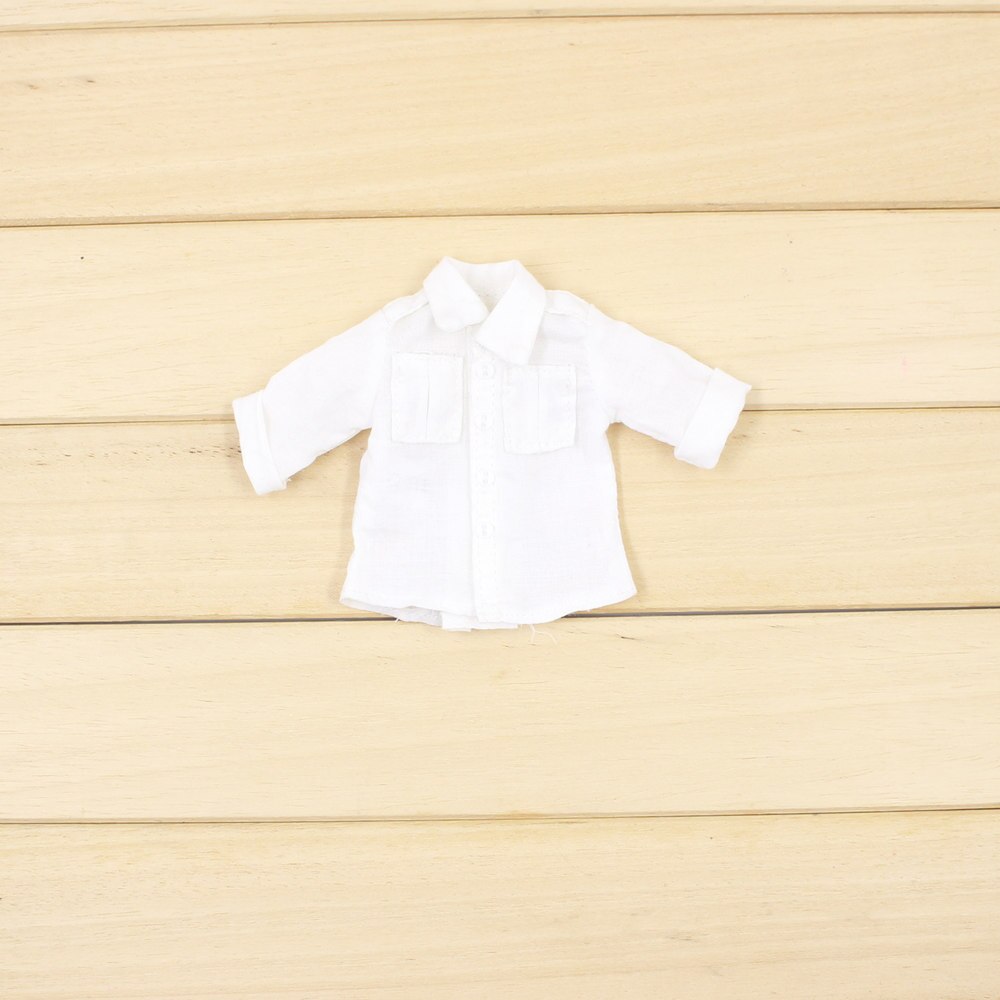 Blyth icy licca 1/6 dukke tilbehør tøj denim jakke hvid skjorte korte bukser gratis samhusning: Skjorte