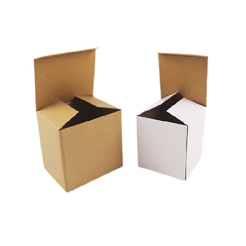 10Pcs White Kraft Paper Box Mailer Thicken Corrugated Box Square Packaging Box Mini Cardboard Carton