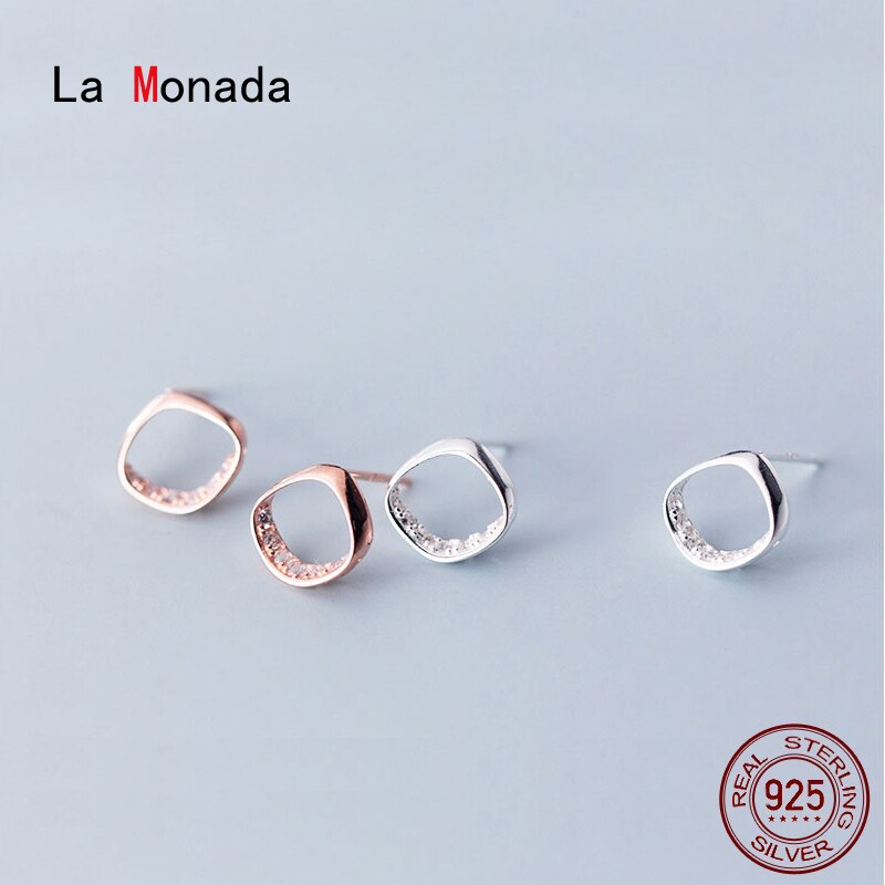 La Monada carré boucles d'oreilles goujons 925 en argent Sterling Fine bijoux minimaliste belle boucles d'oreilles pour les femmes argent 925 coréen