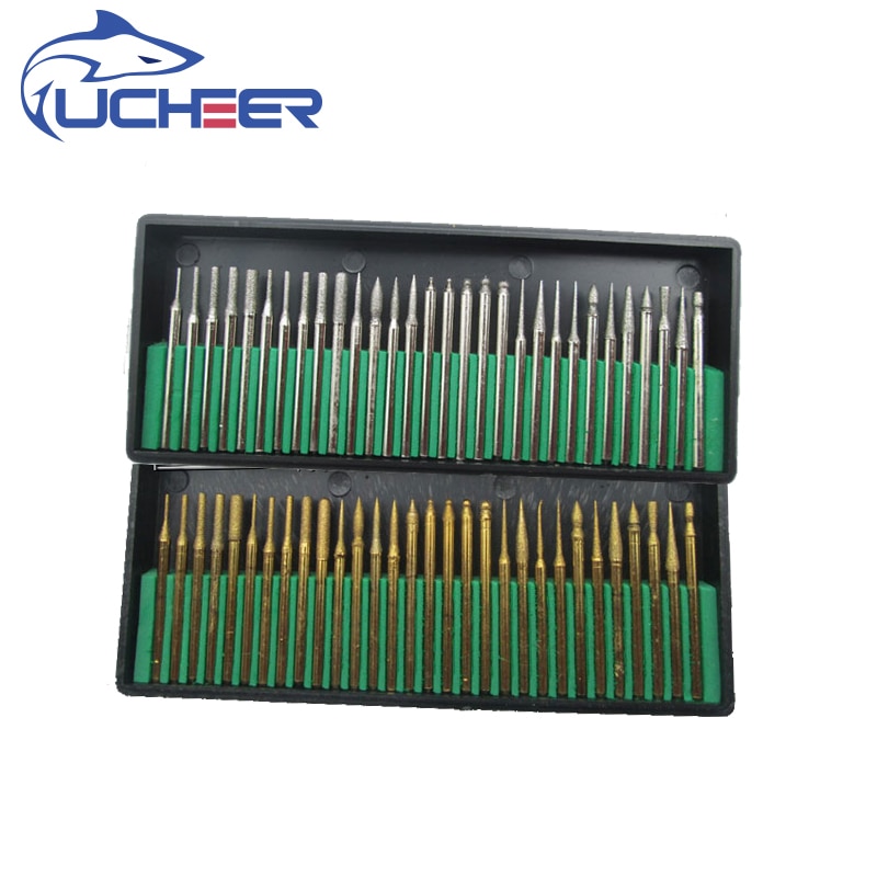 Ucheer 3mm 30 st/set diamant/titanisera borr för dremel roterande verktyg borrskär gravyr delar slipning polering nålar filar