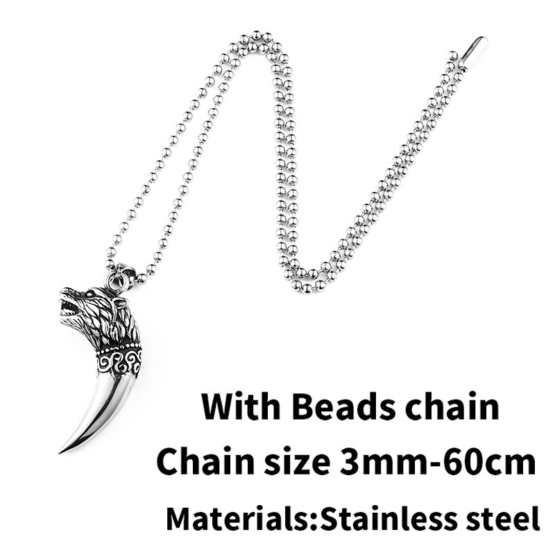 BEIER Antike Wolf Fang Zahn Anhänger Halskette Jahrgang Wolf Zahn Drachen Halsband Mann Wikinger Schmuck Ebene BP8-380: Gold-farbe