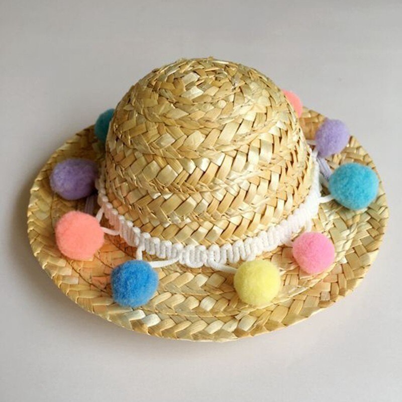 Słomkowy kapelusz czapka dla psa czapki dla kotów Hundehut meksykańnarty kapelusz szczeniak dostarcza stylu hawajskim akcesoria dla zwierząt moda koty czapki: D / S