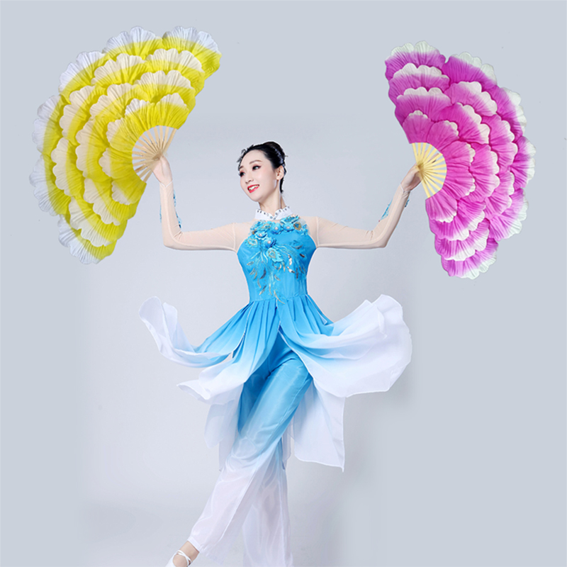 Pivoine fleur ventilateur scène performance ventilateur handfan double face grand fleur pétales ventilateur groupe danse performance accessoire