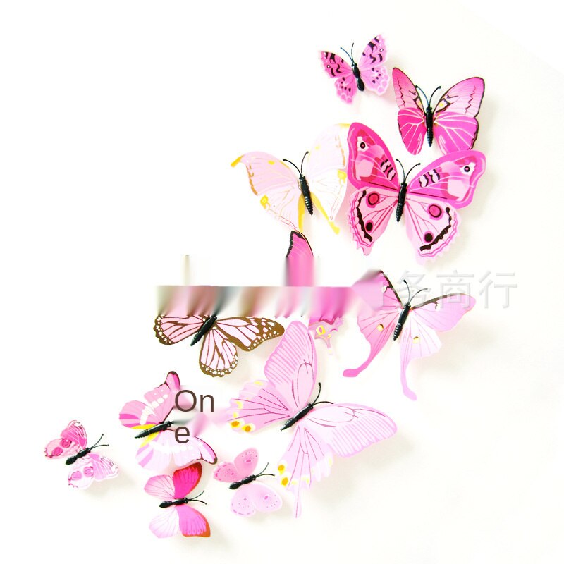Stijl 12Pcs Dubbele Laag 3D Vlinder Muur Sticker Op De Muur Home Decor Vlinders Voor Decoratie Magneet Koelkast stickers