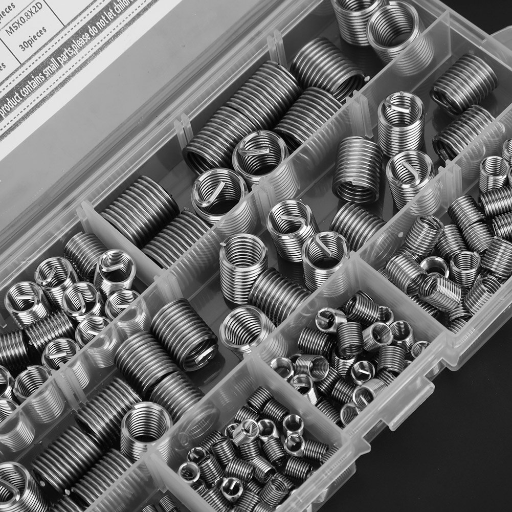 Gänginsats , 200 st 304 gänginsats i rostfritt stål  m3/m4/m5/m6/m8/m10/m12 aluminium invändig gänginsats för