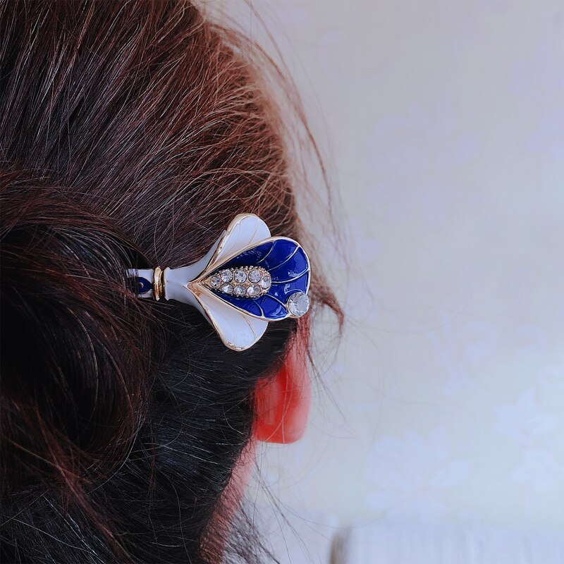 muylinda Chinese Style Enamel Fan Hair Stick Women Costume Classic Metal Charm Hairpins Jewelry