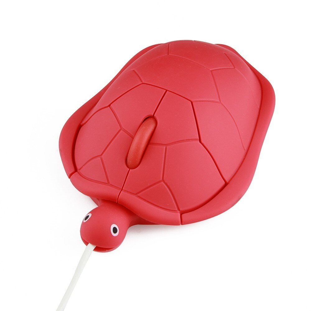 Cute Animal Turtle Shape USB Wired Mouse 1000DPI 3 Buttons Kids Children Optical Mice for PC Laptop Computer: Red