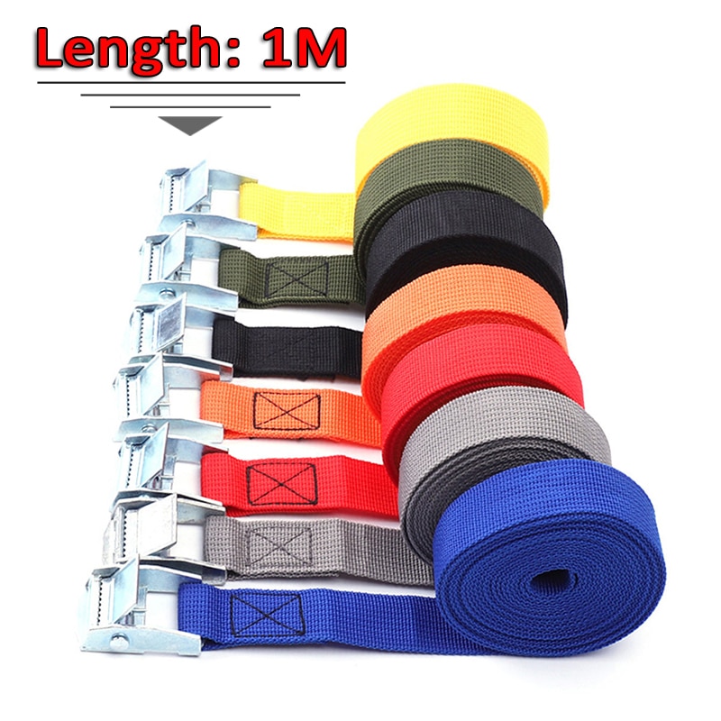 1 Meter Car Tension Rope Tie Down Strap Strong Ratchet Belt for Luggage Bag Metal Buckle Cargo Straps for Motorcycle Bike