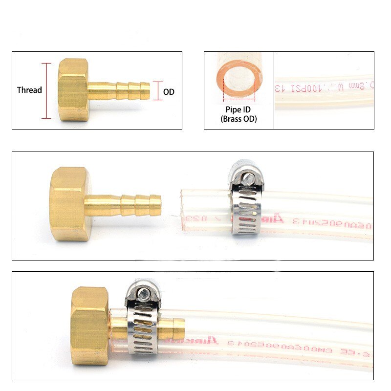 Hun led kobber pagode samling messing rør fitting slange modhage luft vand rør rør hurtig fitting 6mm-12mm-1/8 " 1/4 " 3/8 " 1/2 "