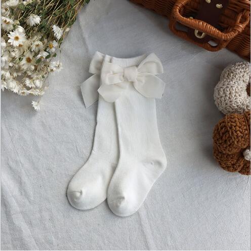 0-5 Jaar Herfst Winter Kinderen Meisjes Boog Tube Sokken Pure Kleur Kids Flanel Kids Sok: 3 / 3-5 year