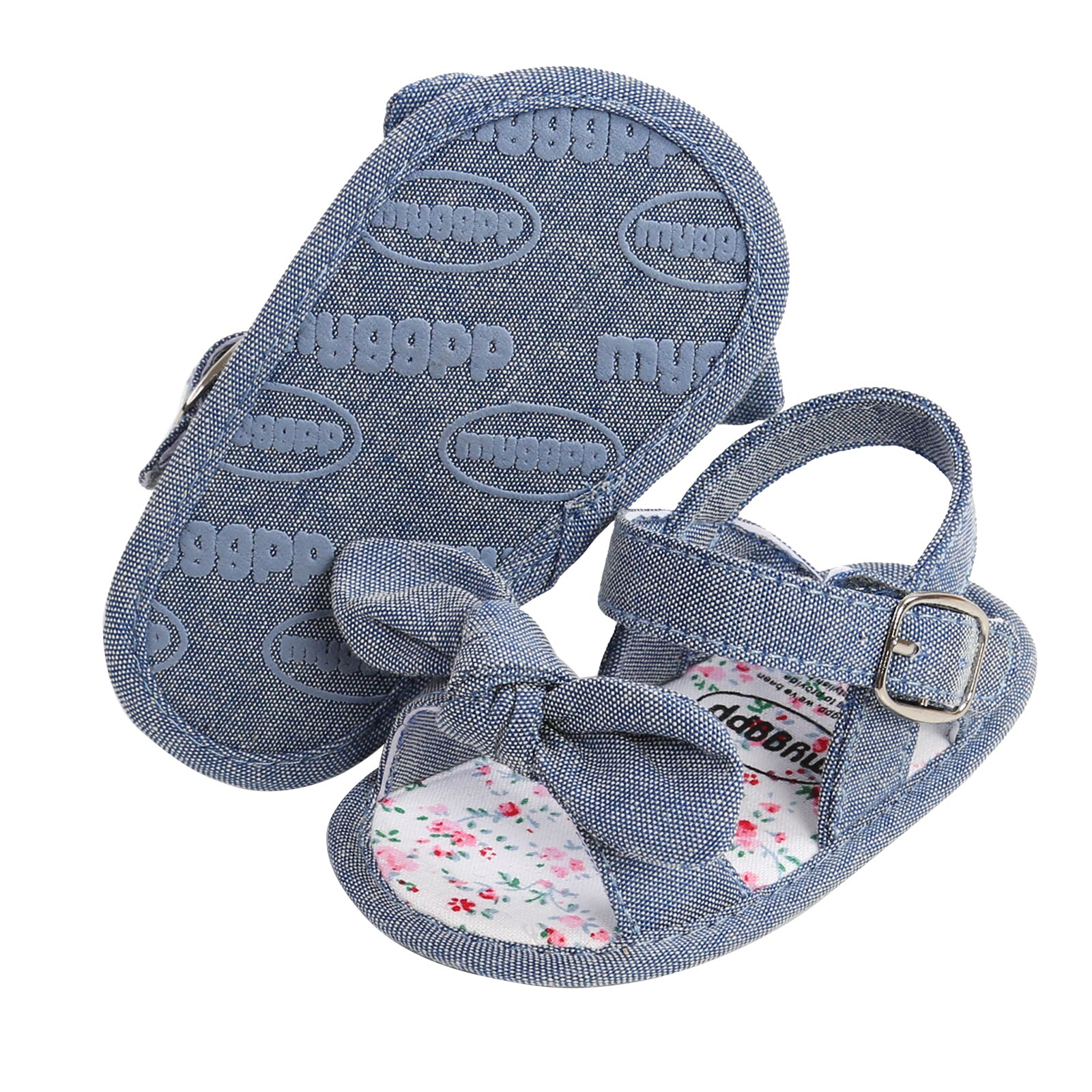 Chaussures pour -né fille de 0 à 18 mois, sandales plates à semelle souple, antidérapantes, avec nœud papillon, chaussures de berceau en dentelle à pois et rayures, pour première marche