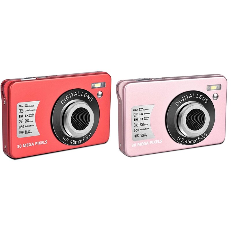 HD 1080P Digital Kamera 30 MP Mini 2,7 Zoll LCD Bildschirm Kamera mit 8X Digital Zoomen, kompakte Kameras für Erwachsene, Jugendliche
