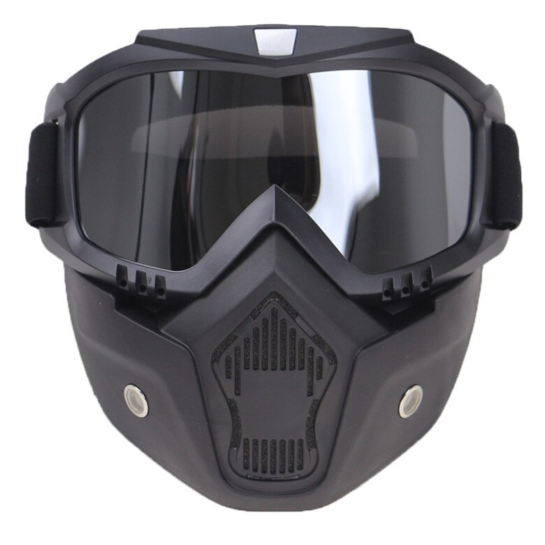 6 Kleur Beschikbaar Helm Masker 3/4 Open Gezicht Helm Gemonteerd Goggle Masker Multi Fucntion Helm Glas: silver