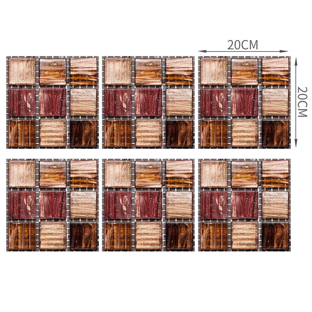 6pcs Tiles Stickers Self Moisture-proof Surface Covered with Film Adhesive Mosaic Kitchen Bathroom Waterproof Wallpaper