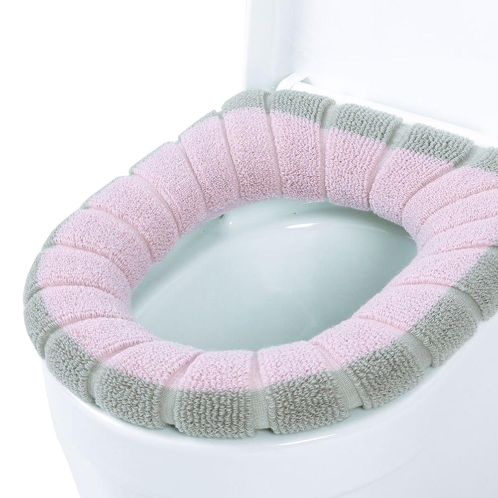 Vintervarmer toiletdæksel blød plys o-form sædebetræk badeværelse piedestal pude puder lycra flush behageligt toilet: 03