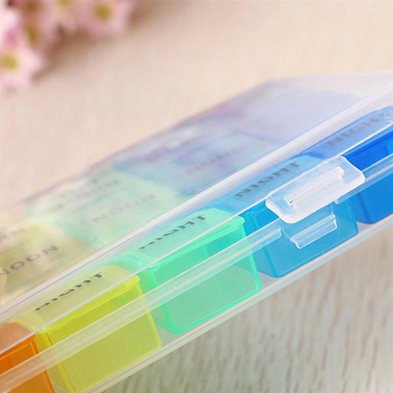 Weekly Pill Box Safe 21 Grids Portable Pill Medicine Case Storage Box Pill Case