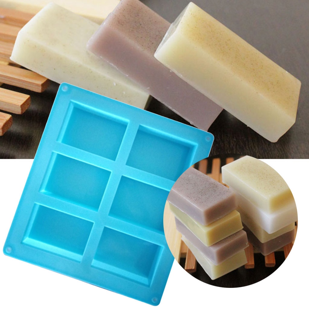 6-Cavity Rectangle Silicone Mold Soap Mold Silicone Craft DIY Making Homemade Cake Tray Mould #LR2