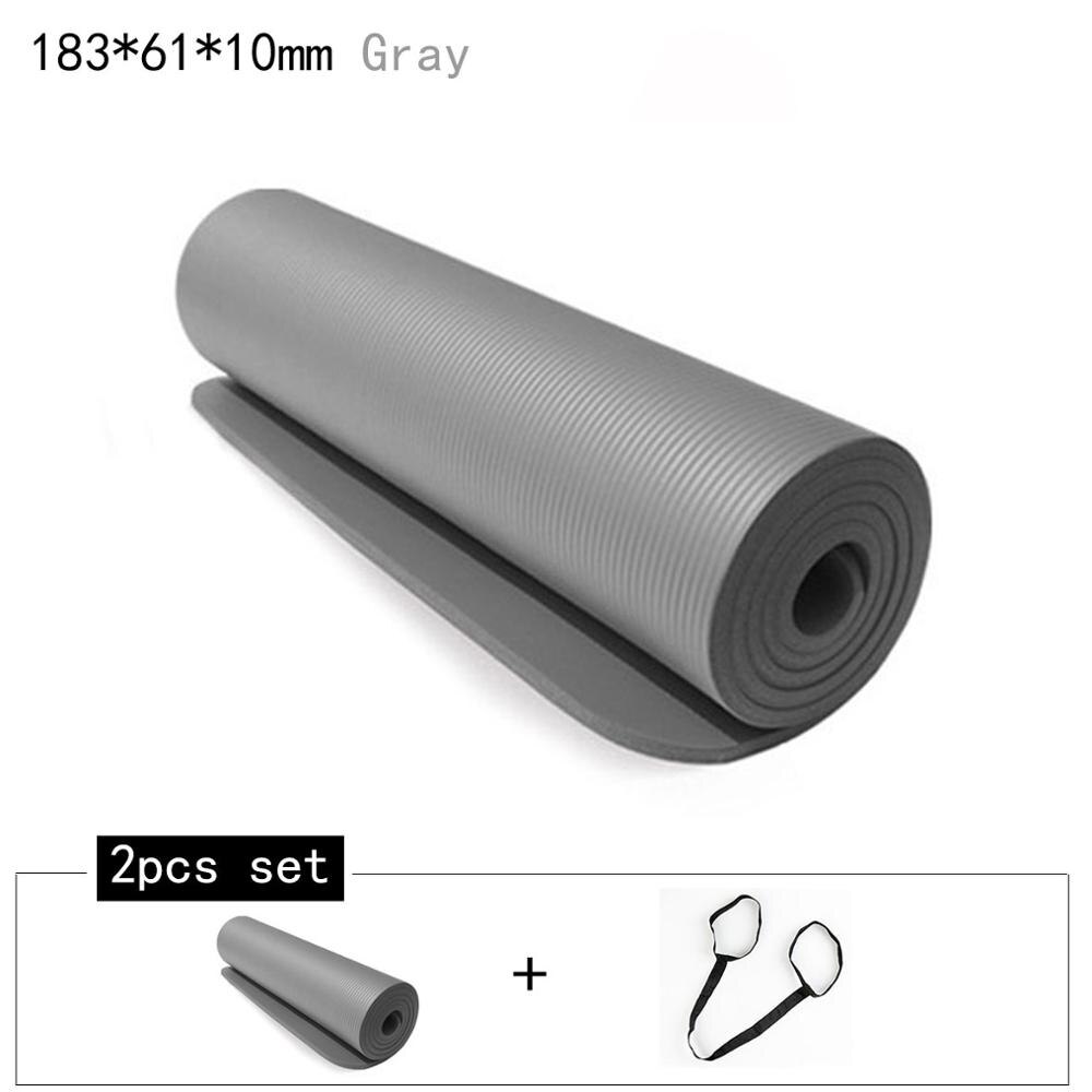 1830*610mm NBR and EVA Environmental Sports Yoga Mat For Beginner Non Slip Massage Mat Solid Color Exercise Gym Mat for Fitness: 2pcs Gray 10mm