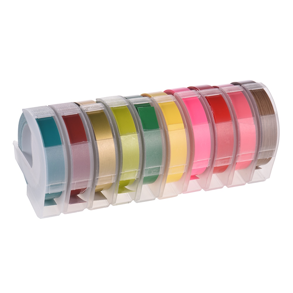 Recarga plástica da fita da etiqueta da gravação 3d para o fabricante da etiqueta de dymo 12965 1610 com 3/8 Polegada * 9.8 pés, 10 rolo (entrega aleatória da cor)