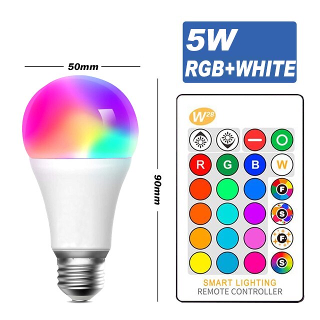1PCS 15W WiFi Smart Light Bulb E27 B22 Dimmable RGB+CW LED Spotlight Bluetooth Voice Control Lamp Work With Alexa Google Home: 5W Controller E27
