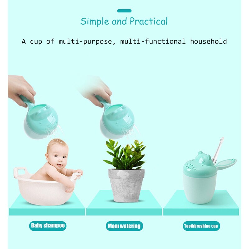 Gorros de baño de dibujos animados para bebé, taza de champú para niño, cebo de baño para bebé, cucharas, taza para lavar el pelo, herramienta de baño para niño