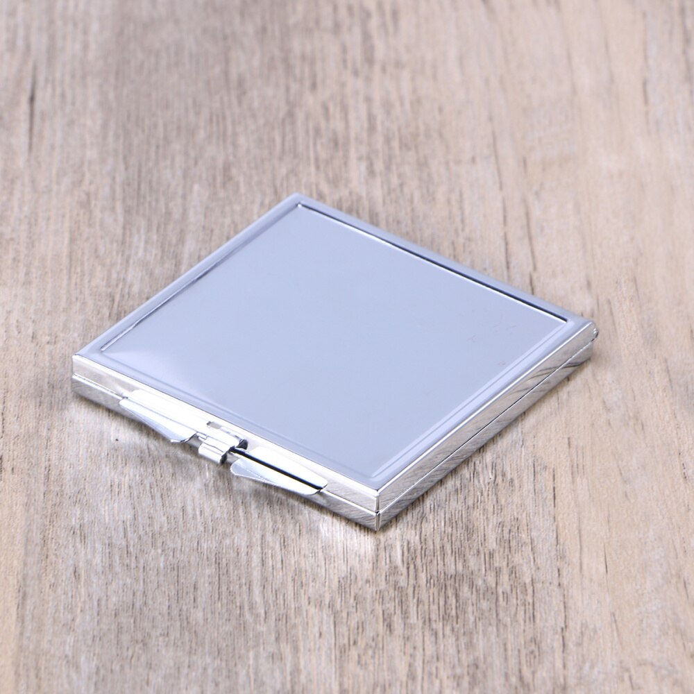 Small Portable Mirror Square Makeup Mirror with Metal Housing Folding Dual Mirror