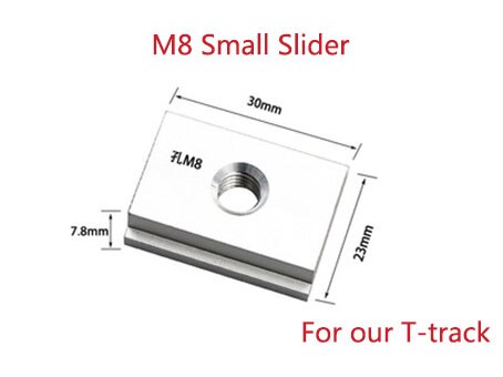Aluminum alloy T-track groove beveled track and beveled slide and bevel bar slider table saw bevel gauge bar woodworking tool: M8 Small Slider