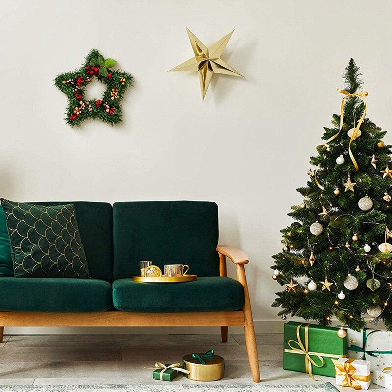 Metal Wire Wreath Frame Star-Shaped Garland Ring Hanging Wedding Christmas Decor