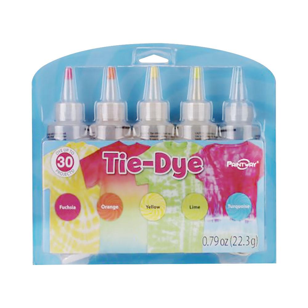 5-Color Tie Dye Kit，DIY Tie-Dye by yourself，Fuchsia+Oranger+Yellow+Lime+Turquoise CSV