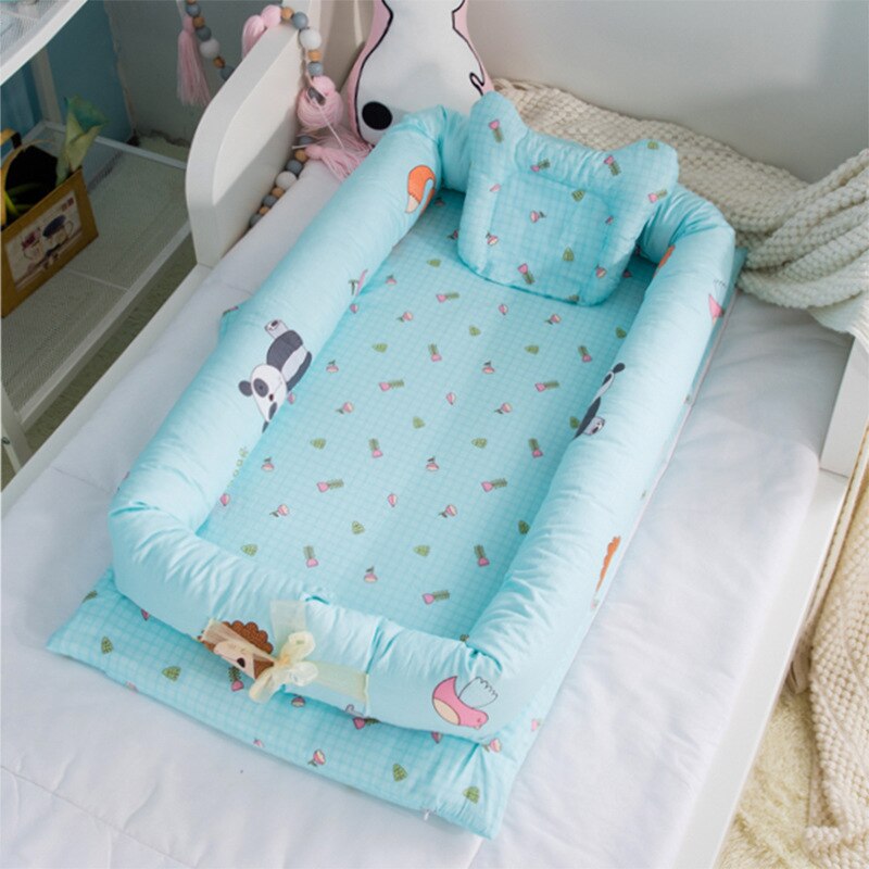 Småbarn rejse krybbe seng spædbarn baby co sove seng bomuld vugge bærbar snuggle 90*50cm tegneserie nyfødt sovende artefakt: 01
