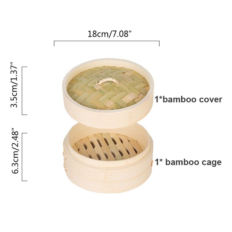 Vaporera de bambú itchen, vaporera asiática para Dumplings Dim Sum: 18CM