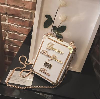 luxe lettre diamant boîte Style Pu femme sac à bandoulière fourre-tout sac à bandoulière Mini Messenger sac de fête pochette sac à main rabat: WHITE