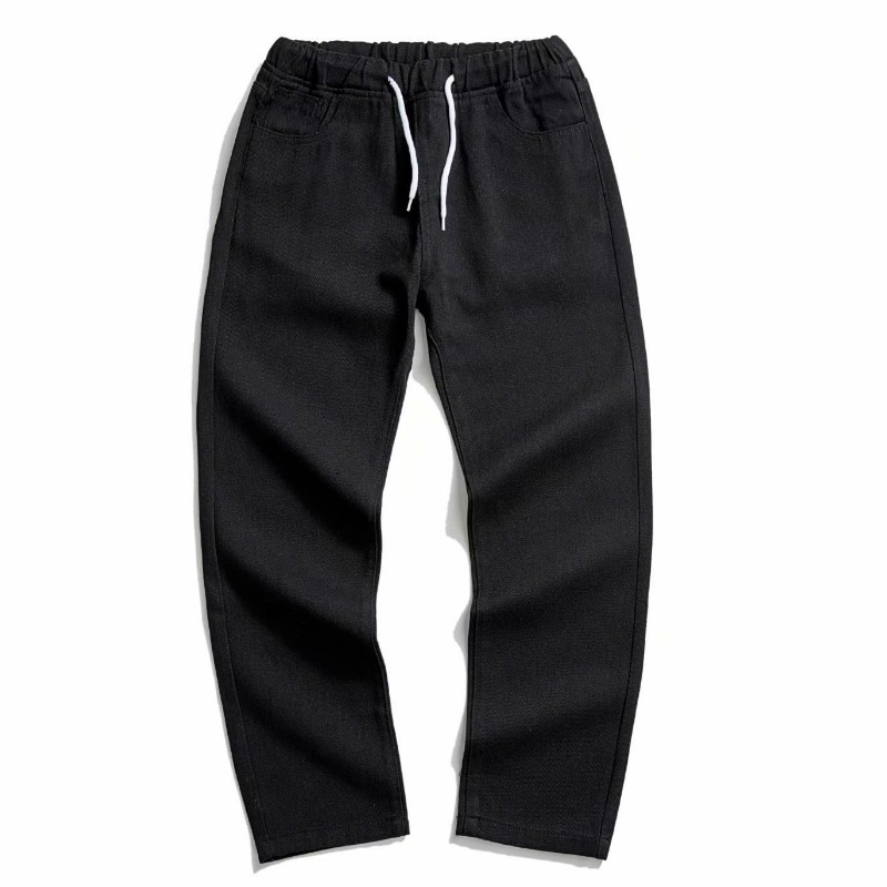 Svarta jeans herr solid ankellång dragsko tvättad casual plus size 3xl lös herr enkel harajuku daglig streetwear denim chic