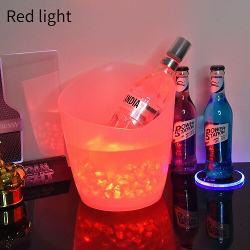 6L 7 Color Waterproof Plastic LED Ice Bucket Bar Nightclub Light Up Champagne Whiskey Beer Bucket Bars Night Party: Red light