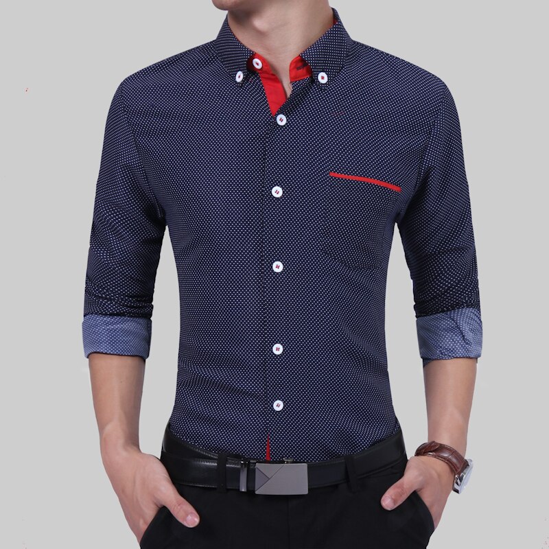 2017 moda marka koszula męska z długim rękawem wysokiej jakości bawełna Oversize męskie koszule Slim Men Shirt 4XL