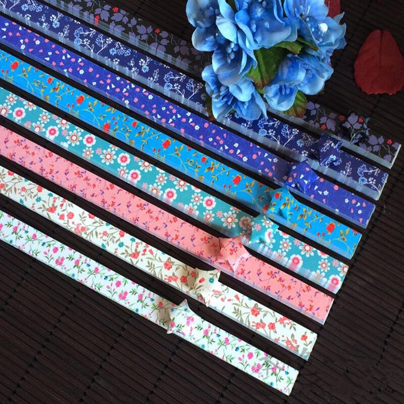 360pcs Wishing Star Paper Strips Lucky Star Origami Paper Folding Glass Vial Valentine Floral Star Paper Stacks DIY